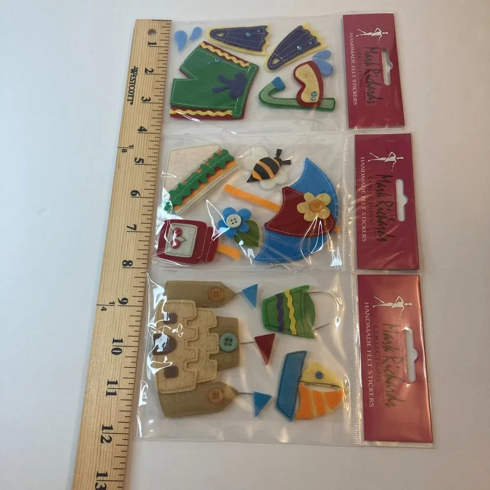 Scrapbook Embellishments Felt Stickers Beach Bee Boat Scuba Paper Crafts Cards